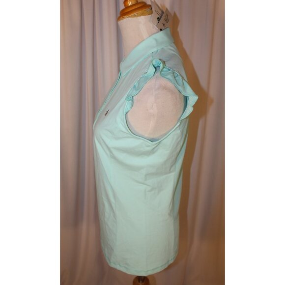 NEW Original Penguin Women's SMALL Ruffle Sleeveless Golf Polo Shirt MINT GREEN - Picture 3 of 4